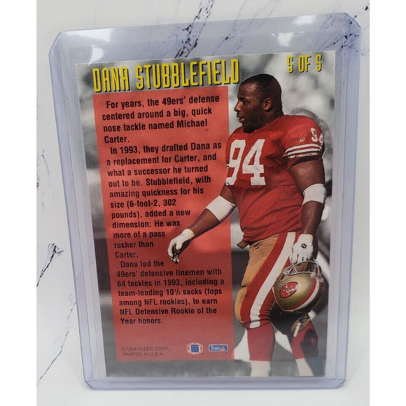 Dana Stubblefield 1994 Fleer Award Winners #5 San Francisco 49ers - Picture 2 of 4